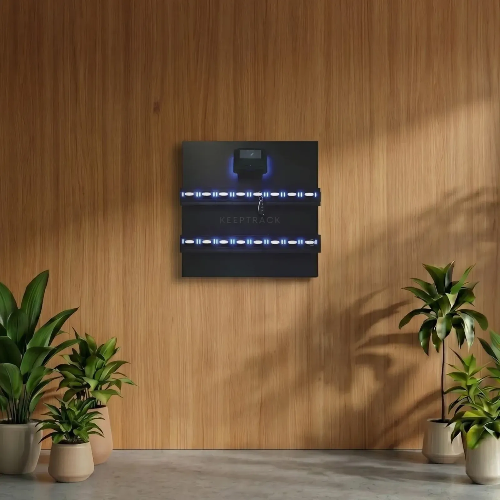 Illustrazione teca elettronica per gestione chiavi con griglia e display